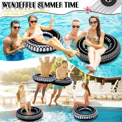 Vista 4 de Libima 4 flotadores inflables para piscina, flotadores de piscina de 30 pulgadas, anillos de natación, tubos de neumáticos hawaianos, tubos