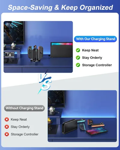 Vista 6 de Charging Dock for Nintendo Switch 2 Controller 2025, Charger Station for Joycon 2 with Charging Indicator, Compact Vertical Dual Direction Charge 4