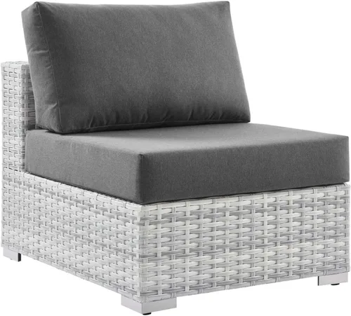 Vista 13 de Modway Convene - Otomana rectangular de mimbre para patio al aire libre, color gris claro