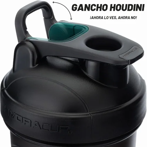 Vista 3 de Hydra Cup - Paquete de 2 botellas mezcladoras de proteínas de 28 onzas, mezclador de alambre con barra 4x Whisk, Leak Proof Shaker Cups for Negro