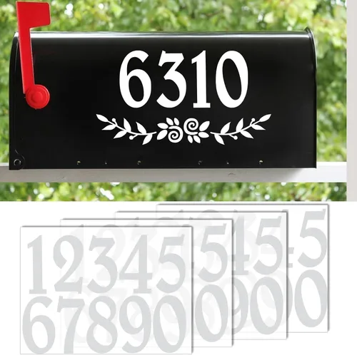 Vista 16 de Números reflectantes para buzones de correo para exteriores, 60 calcomanías impermeables para números de buzón, grandes de 3 pulgadas, 2 pulgadas