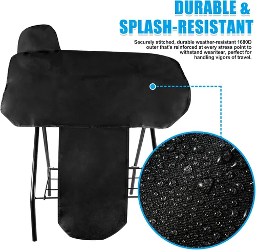 Vista 2 de Funda impermeable para silla de montar de caballo occidental con correas elásticas para fijar de forma segura cada esquina y guardabarros, se adapta