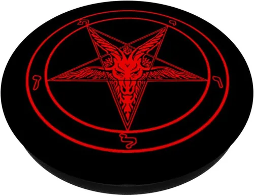 Vista 2 de Pentagram Satanic Pentagram on Black with Baphomet - PopSockets Grip and Stand for Phones and Tablets, Negro