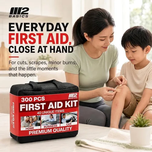 Vista 11 de M2 BASICS Kit de primeros auxilios de 300 piezas con bolsa duradera