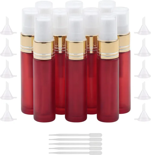 Vista 8 de Ellbest Botella de spray de vidrio recargable de 0.3 fl oz con 5 cuentagotas y 10 embudos, botella de perfume de vidrio pequeña Refillable &