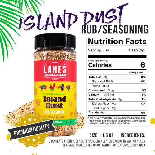 Vista 2 de Lane's Island Dust Rub Alaea - Sal de condimento de sal marina hawaiana, especia de sal roja hawaiana para mariscos y carne, fabricada en Estados