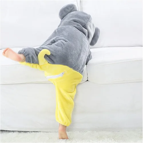 Vista 7 de Traje unisex de franela con capucha para bebé, diseño de animal