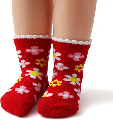 Vista 4 de Fly love Paquete de 12 calcetines antideslizantes para bebés y niñas pequeñas, con suela de algodón