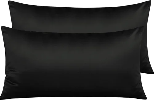 Vista 22 de NTBAY Fundas de almohada de satén con cremallera para cabello y piel, juego de 2 fundas de almohada estándar de lujo con cremallera oculta, 20 x 26
