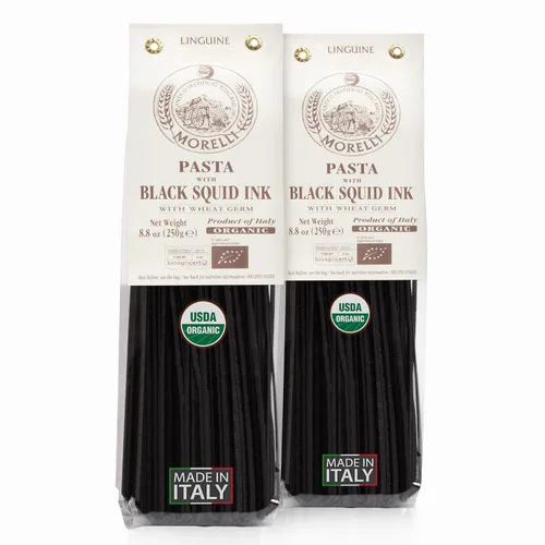 Vista 9 de Morelli Squid Ink Pasta Linguine – Fideos de pasta negra orgánica, sémola de trigo duro, italiano Nero Di Seppia Hecho en Italia – 8.8 oz (250 g)