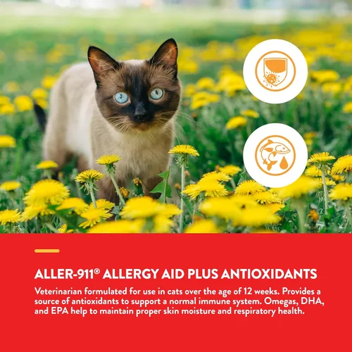 Vista 4 de NaturVet Aller-911 Allergy Aid Plus Antioxidantes para gatos - 60 masticables suaves Apoya el sistema inmunológico, la humedad de la piel