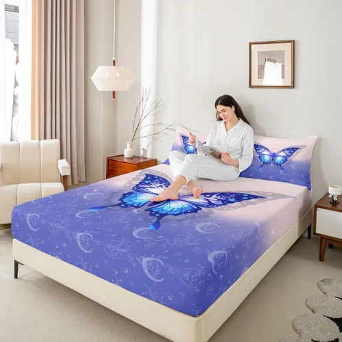 Vista 11 de Erosebridal Juego de ropa de cama de zorro para niños, sábana bajera ajustable de zorro de dibujos animados para niños y niñas, decoración