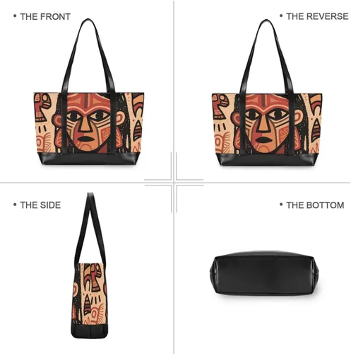 Vista 3 de KLL Egyptian Ethnic Style Woman Brown simple bag for women travel with zipper laptop travel bag for work with tablet maletin ejecutivo para mujer