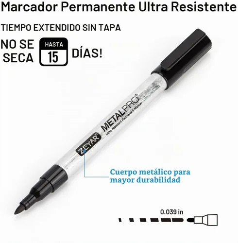 Vista 3 de ZEYAR Rotuladores permanentes, punta extrafina (0.039 pulgadas), tinta impermeable y a prueba de manchas, barril de aluminio, secado rápido, ideal