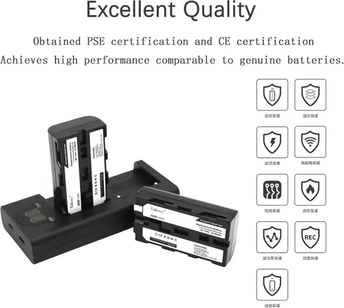 Vista 7 de Paquete de baterías recargables NP-F550 NP-F570 NP-F530 NP-F330 con 2 baterías batería compatible con cargador LED Batería recargable de iones