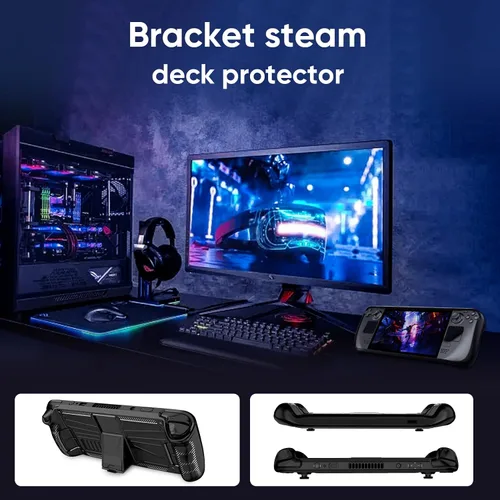 Vista 7 de Kickstand Protective Case Compatible with Steam Deck Adjustable Stream Deck Case with Steam Deck Screen Protector Steam Deck Touchpad Protector Skin