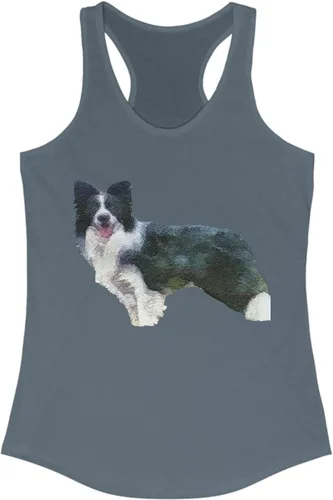Vista 8 de Border Collie 'Andrew' Women's Racerback Tank LSolid Kelly Green