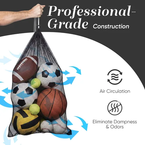 Vista 6 de Mesh Equipment Bag, Adjustable, Cord Closure, 32"x36" and 24”x36” Negro