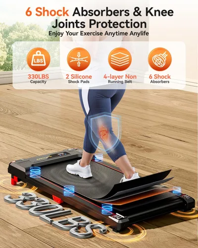 Vista 3 de Walking Pad, Anylife Incline Walking Pads Under Desk 330lb Capacity, 2.5HP Portable Treadmills for Home, Compact Treadmill Small Running Pad with