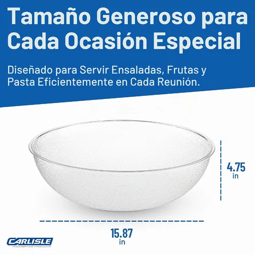 Vista 5 de Carlisle FoodService Products 721507 Ensaladera redonda de salpicaduras, 11 cuartos de galón, transparente