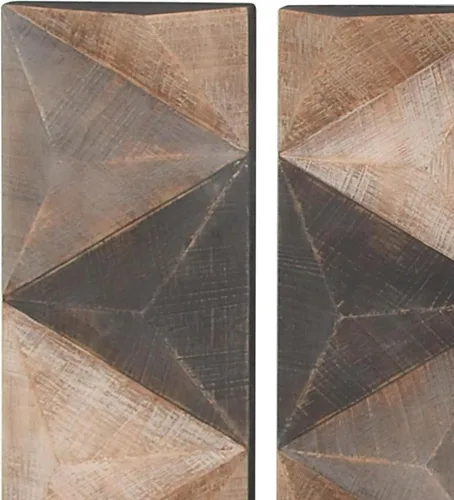 Vista 4 de Deco 79 Decoración de pared geométrica de madera, juego de 3 arte de 11 pulgadas de ancho, 36 pulgadas de alto, marrón