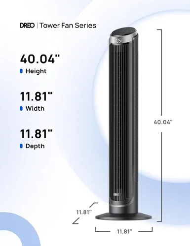 Vista 7 de Dreo - Ventilador de torre para dormitorio, ventiladores oscilantes de 90° que soplan aire frío, 5 velocidades, 4 modos con velocidad de 26 pies por