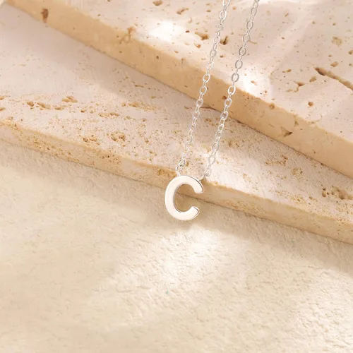 Vista 13 de Collares con iniciales para mujer, delicado collar de letra plateada con nombre personalizado con monograma, collar simple y lindo con inicial