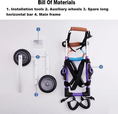 Vista 3 de Silla de ruedas para perro de 2 ruedas, silla de ruedas ajustable para patas traseras, carritos para perros pequeños y medianos para discapacitados