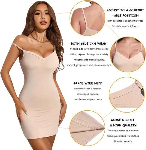 Vista 3 de Avidlove Camisola de mujer con correas espaguetis ajustables, estilo informal, con V profunda, camisón