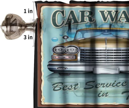 Vista 6 de Cortina de cenefa de coche retro sexy para niña, garaje, publicidad de automóvil, clásicos, ruta 66, tratamiento de ventana corta para cocina
