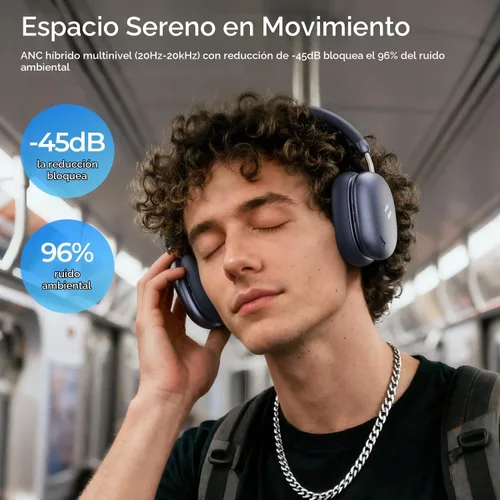Vista 3 de havit Space S1 Auriculares inalámbricos con cancelación de ruido adaptativa Azul