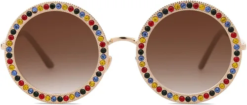 Vista 2 de SOJOS Shining Oversized Round Rhinestone Sunglasses Festival Gem Sunnies SJ1095