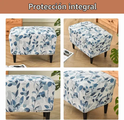 Vista 3 de Eco-Ancheng Funda elástica para silla, funda otomana rectangular de almacenamiento, funda otomana para reposapiés, fundas otomanas para taburete