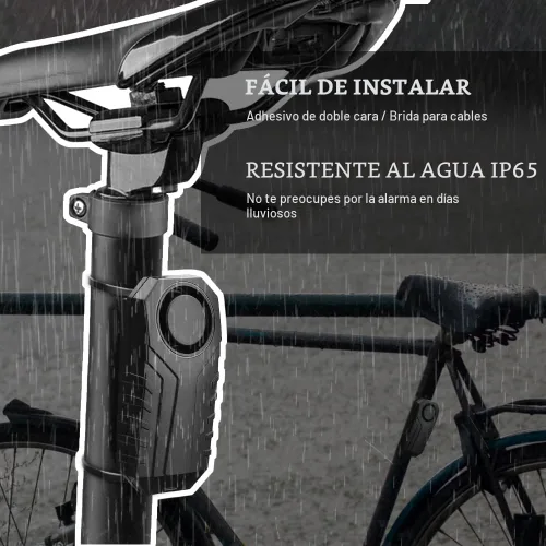 Vista 3 de Wsdcam - Alarma de bicicleta/motocicleta con control remoto, 113 db, inalámbrica, con vibración, sensor de movimiento, impermeable