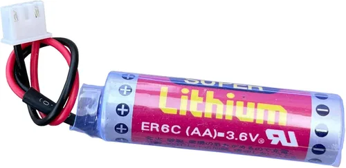 Vista 2 de Paquete de 2 baterías ER6C 3.6V 1800mAh PLC para FX F2-40BL FX1N PLC, ER6C AA con enchufe blanco (paquete de 2)