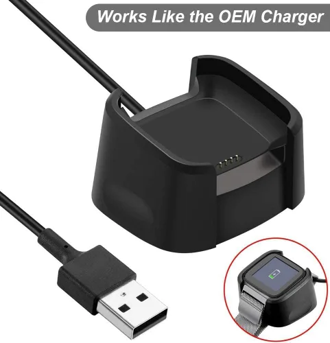 Vista 3 de Cargador para Fitbit Versa (no para Versa 2/3), cable de carga USB de repuesto para reloj inteligente Fitbit (3.3 pies/3.3 ft)