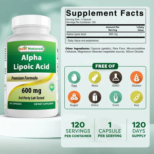 Vista 8 de Best Naturals- Ácido alfa lipoico (ALA) - 600 mg (120 unidades (paquete de 2))