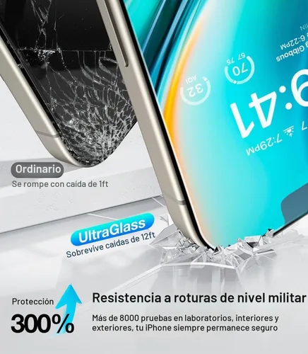 Vista 5 de UltraGlass Vidrio Ultra 9H+ para iPhone 13 Pro Max Protector de Pantalla de Privacidad [No.1 Grado Militar Irrompible y 100% Anti Espía] Vidrio