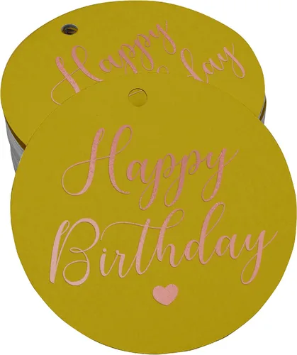 Vista 67 de Etiqueta de papel para colgar con texto en inglés «Happy Birthday» (50 unidades)