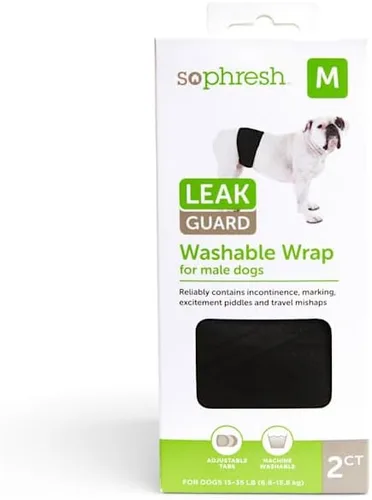 Vista 8 de So Phresh by Petco - Envoltura lavable para perros machos, paquete pequeño de 2