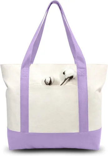 Vista 32 de TOPDesign Paquete de 1 bolsa de lona con bolsillo externo, bolsa de compras reutilizable para comestibles, cierre de cremallera superior, artículos
