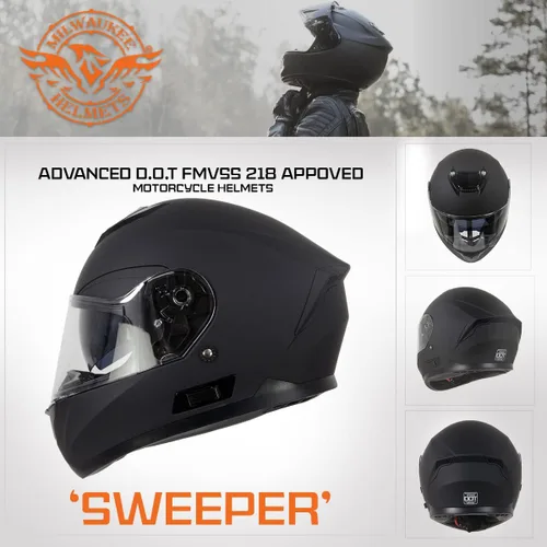 Vista 6 de Milwaukee Helmets MPH9835DOT 'Sweeper' - Casco de motocicleta de cara completa para hombres y mujeres, con visera desplegable