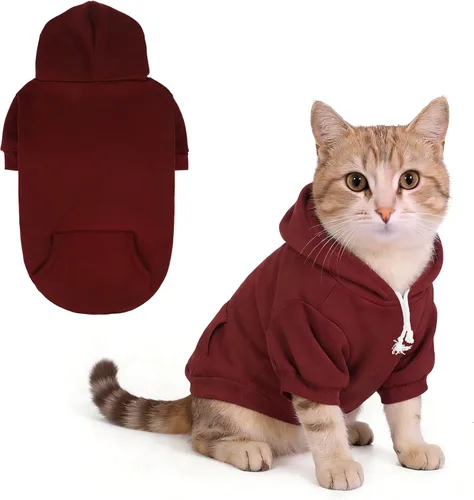 Vista 38 de KOOLTAIL Sudadera básica con capucha para perro, suave y cálida, con agujero para correa y con bolsillo, abrigo de invierno para perros, ropa