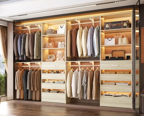 Vista 11 de Aheaplus Sistema de Armario con 8 Cajones de Madera, Sistema Organizador de Armario de Madera con Torre, Organizador de Vestidor Perchero de Armario