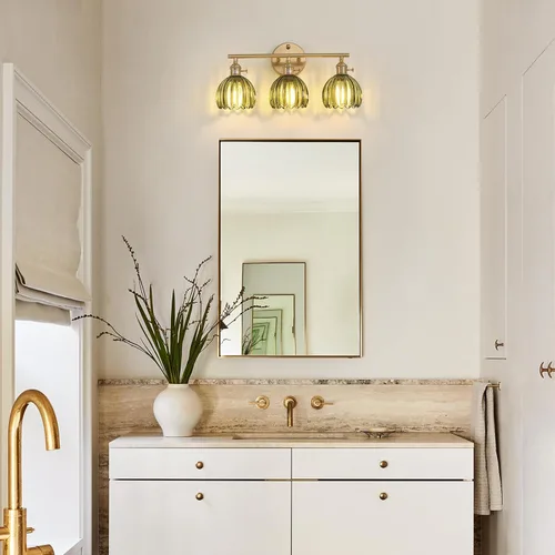 Vista 121 de Shenmoyl Lámparas de baño, lámpara de pared de 2 luces para tocador sobre espejo con pantalla de vidrio tulipán blanco para dormitorio, sala