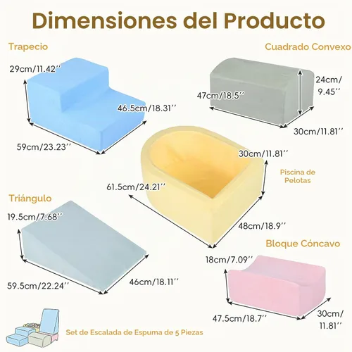 Vista 7 de INFANS Juguetes de escalada para niños pequeños, bloques de escalada de espuma y pozo de pelotas para bebé, juego de estructura de actividad de 5