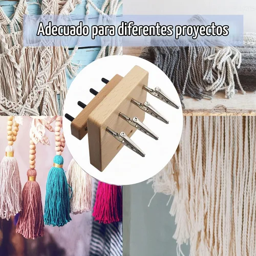 Vista 2 de Twister de flecos con 4 clips, herramienta para hacer cables de madera para torcer rápidamente, torcido de flecos de hilo para tejer, máquina