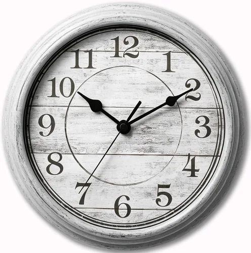 Vista 13 de Reloj de pared de 9 pulgadas, silencioso sin tictac, clásico, funciona con pilas, decorativo para sala de estar, dormitorio, baño, cocina y oficina