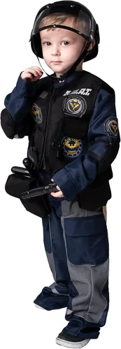 Vista 2 de Spooktacular Creations Disfraz de luchador SWAT para niños, disfraz de oficial de policía para Halloween, fiestas temáticas