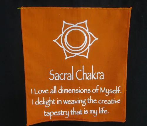 Vista 8 de OMA Bandera para colgar en la pared de meditación de 7 chakras, bandera de oración, budista tibetano, equilibrio, colgante, grande, 60 pulgadas
